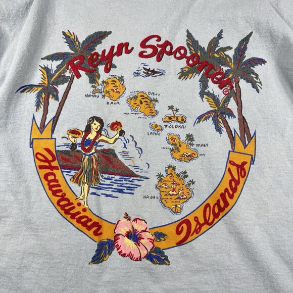 VTG Reyn Spooner T Shirt Men L Hawaiian Hula Dancer Single Stitch Double Sided - Picture 11 of 15